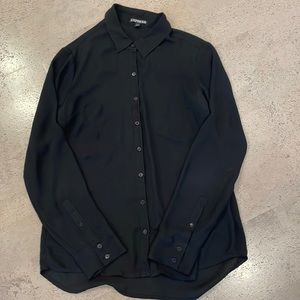 Express Black Sheer Button Down Blouse